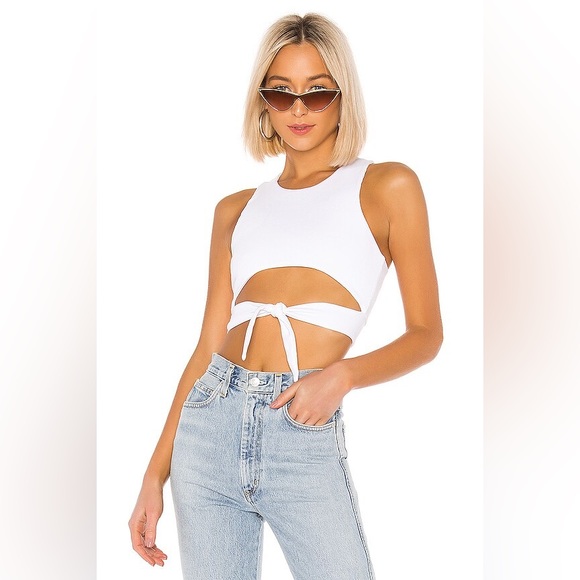 Superdown Colette Tie Front Tank in White - Picture 1 of 4